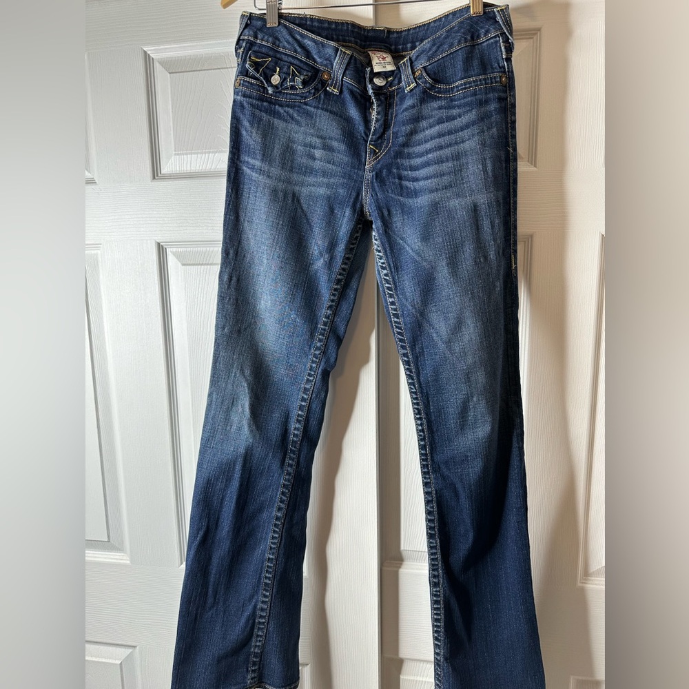 VTG women’s True Religion Denim Jeans SZ 32 RN 112790 USA flap pockets